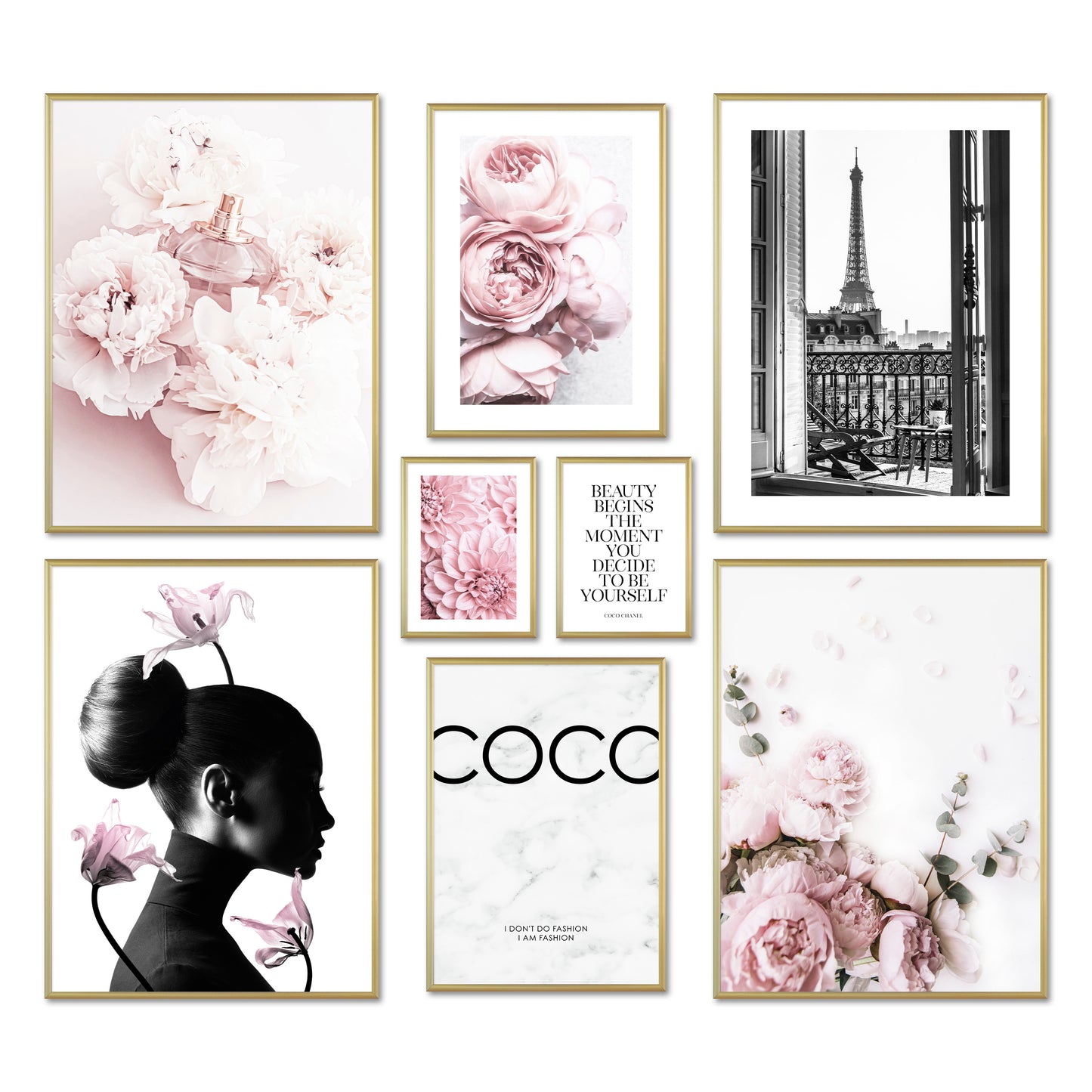 Poster Set - COCO - Deko Wandbilder fashion, mode, rosa, schwarz