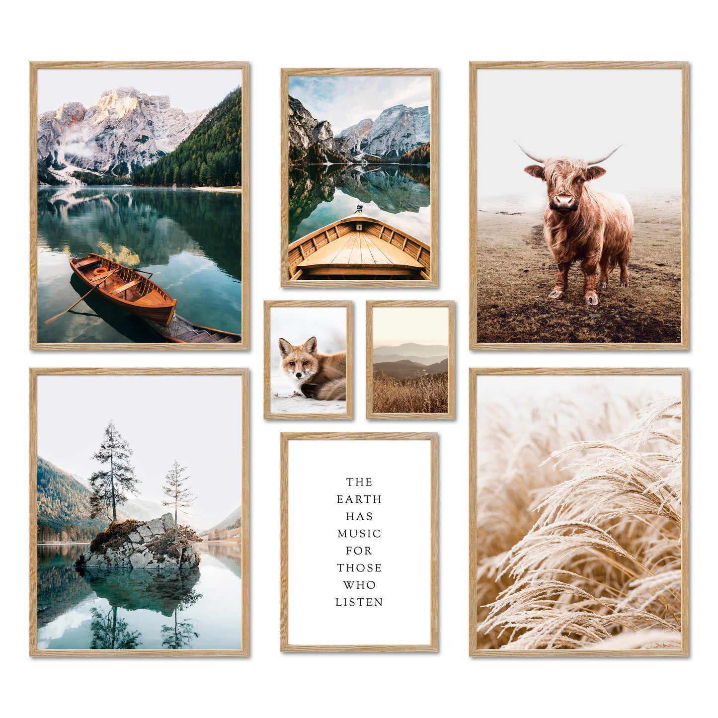 Poster Set - BEAUTIFUL EARTH I Decorative Wall Pictures Nature Petrol Lake Mountains