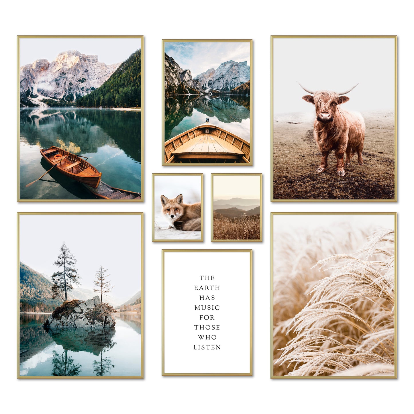 Poster Set - BEAUTIFUL EARTH I Decorative Wall Pictures Nature Petrol Lake Mountains