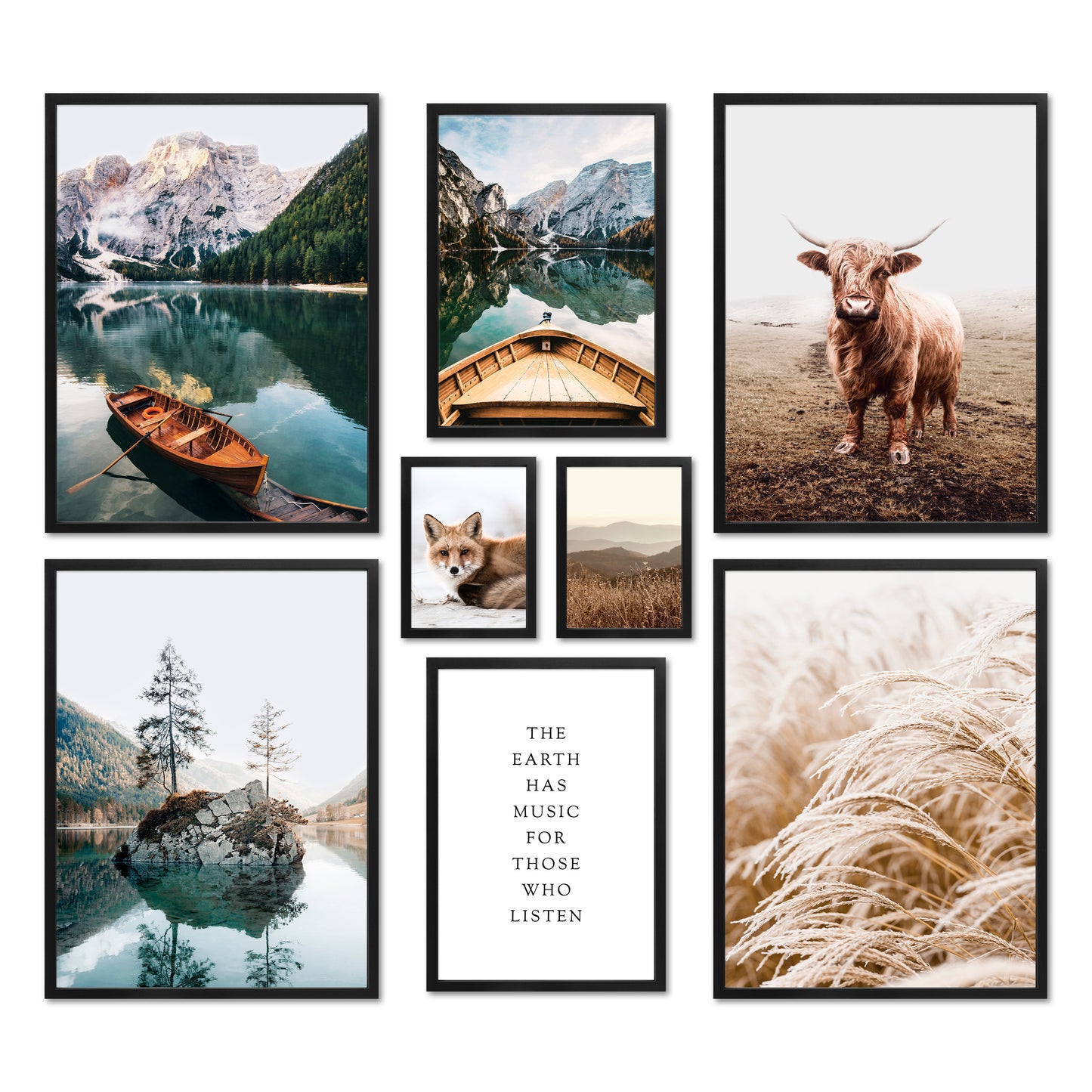 Poster Set - BEAUTIFUL EARTH I Decorative Wall Pictures Nature Petrol Lake Mountains