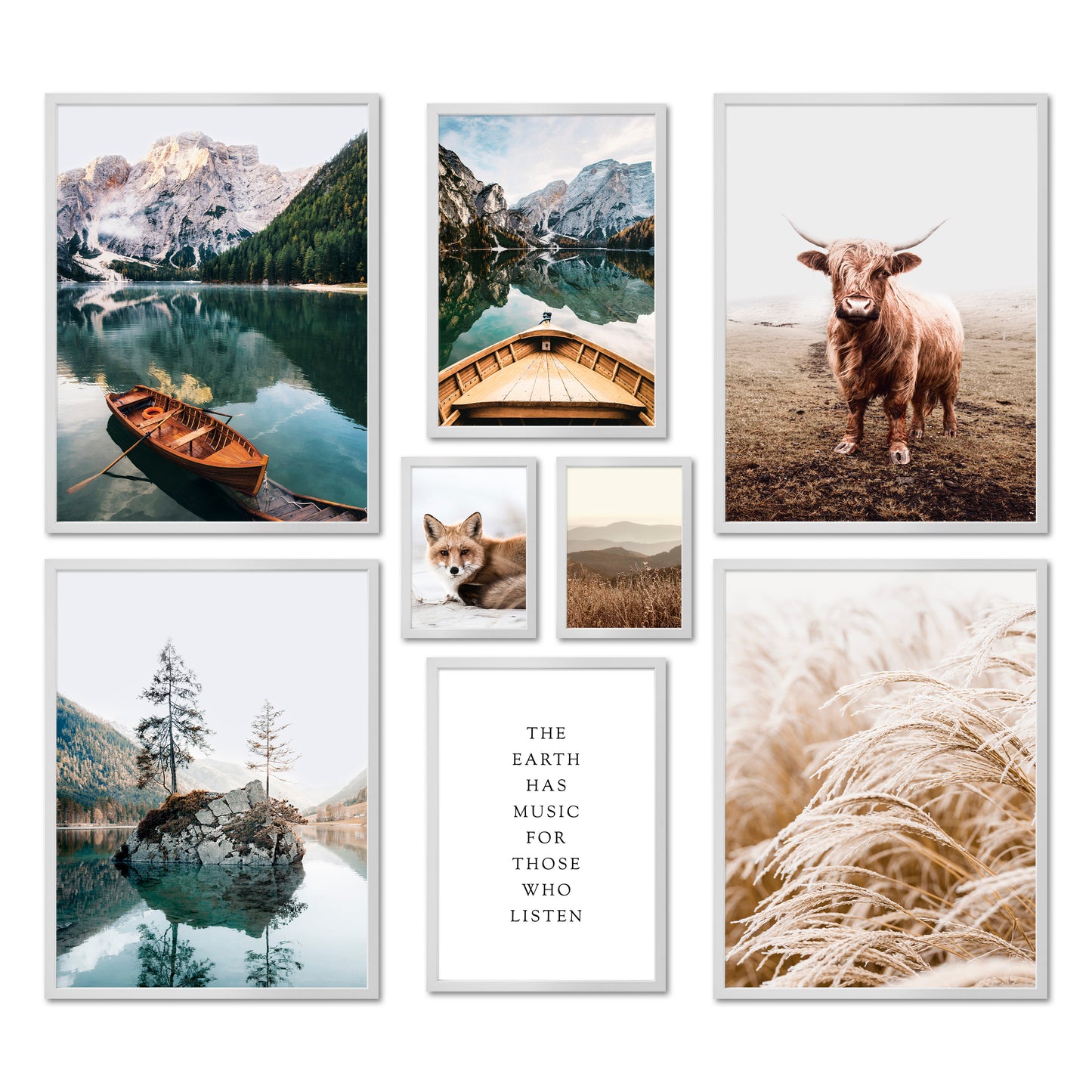 Poster Set - BEAUTIFUL EARTH I Decorative Wall Pictures Nature Petrol Lake Mountains