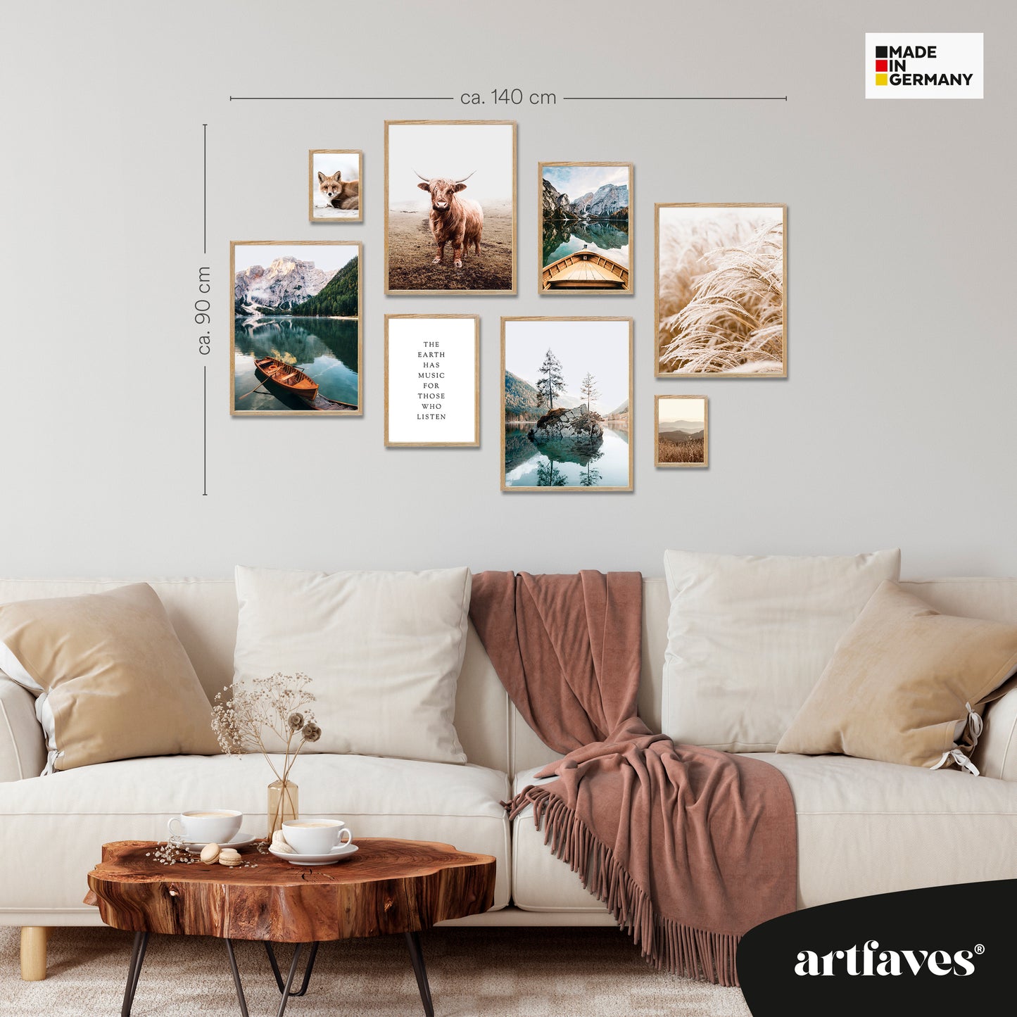 Poster Set - BEAUTIFUL EARTH I Decorative Wall Pictures Nature Petrol Lake Mountains