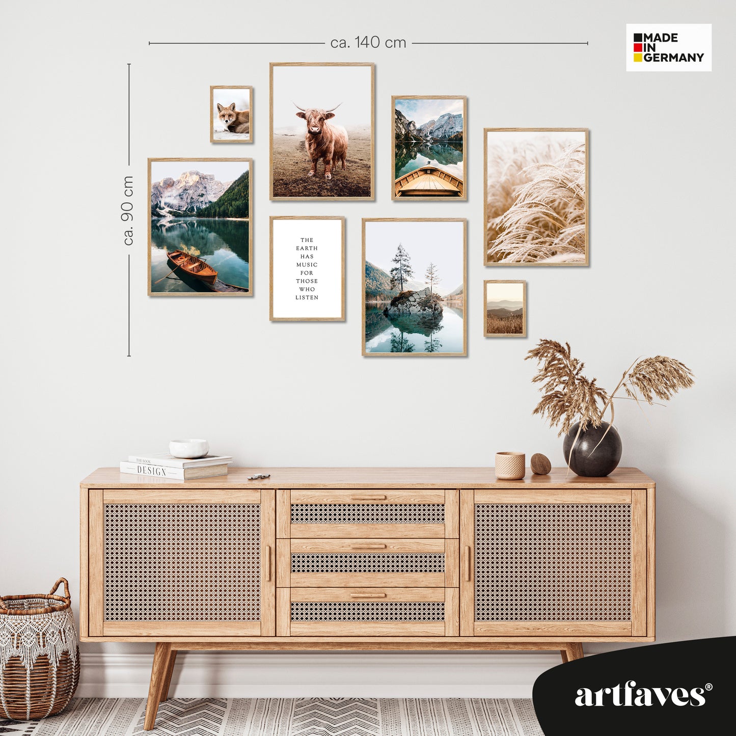 Poster Set - BEAUTIFUL EARTH I Decorative Wall Pictures Nature Petrol Lake Mountains