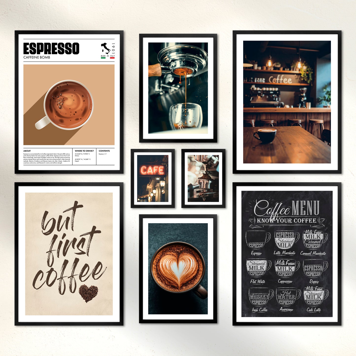 Poster Set - COFFEE LOVE I Wandbilder Kaffee Liebe Küche Deko
