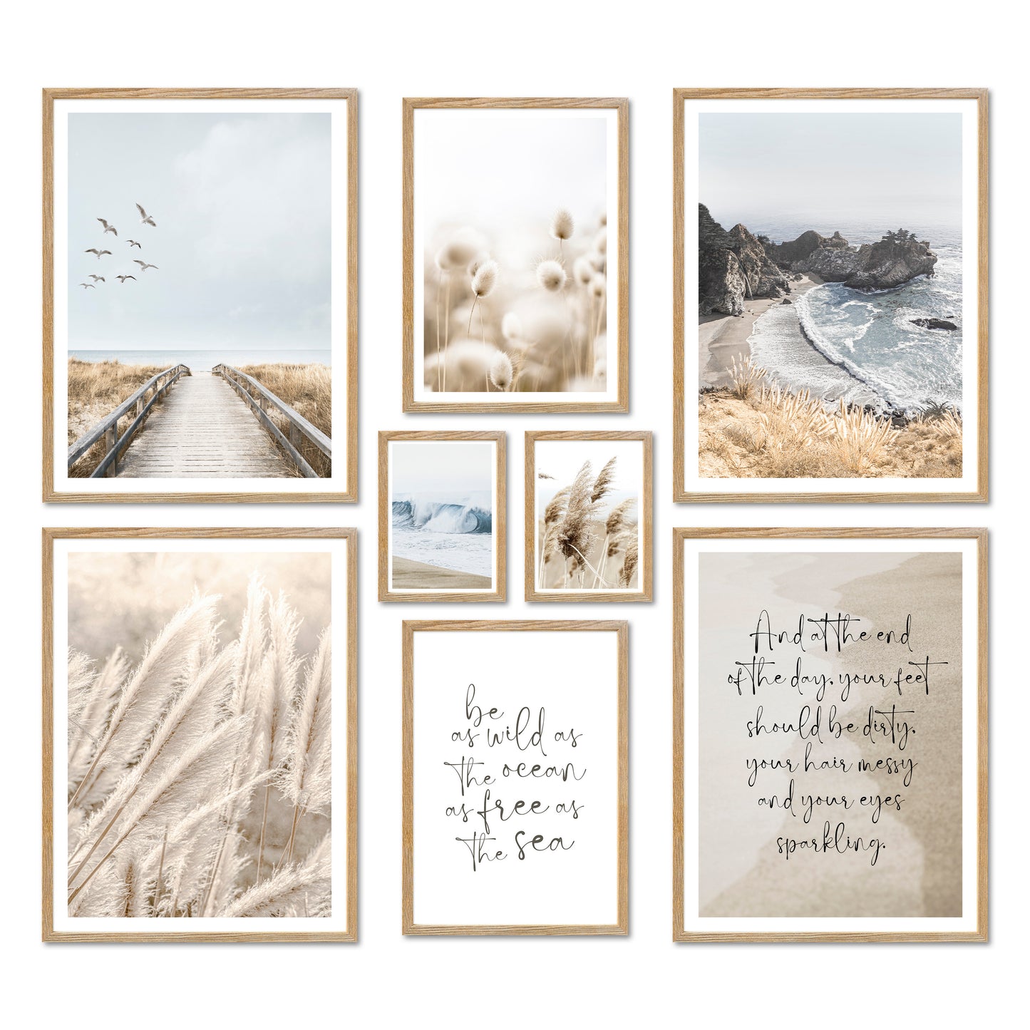 Poster Set - BEIGE SEA PAMPAS I Maritime Deko Wandbilder
