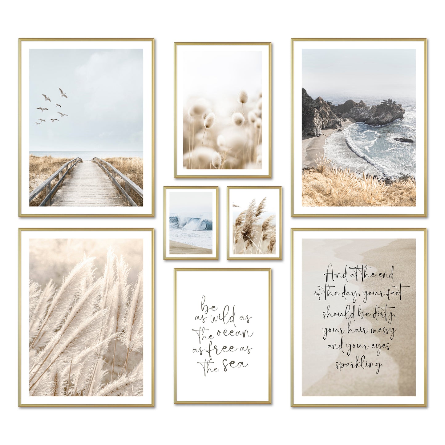 Poster Set - BEIGE SEA PAMPAS I Maritime Deko Wandbilder