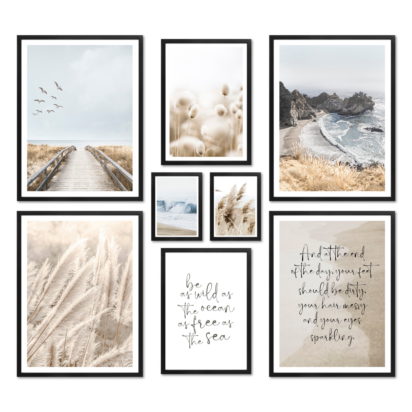 Poster Set - BEIGE SEA PAMPAS I Maritime Deko Wandbilder