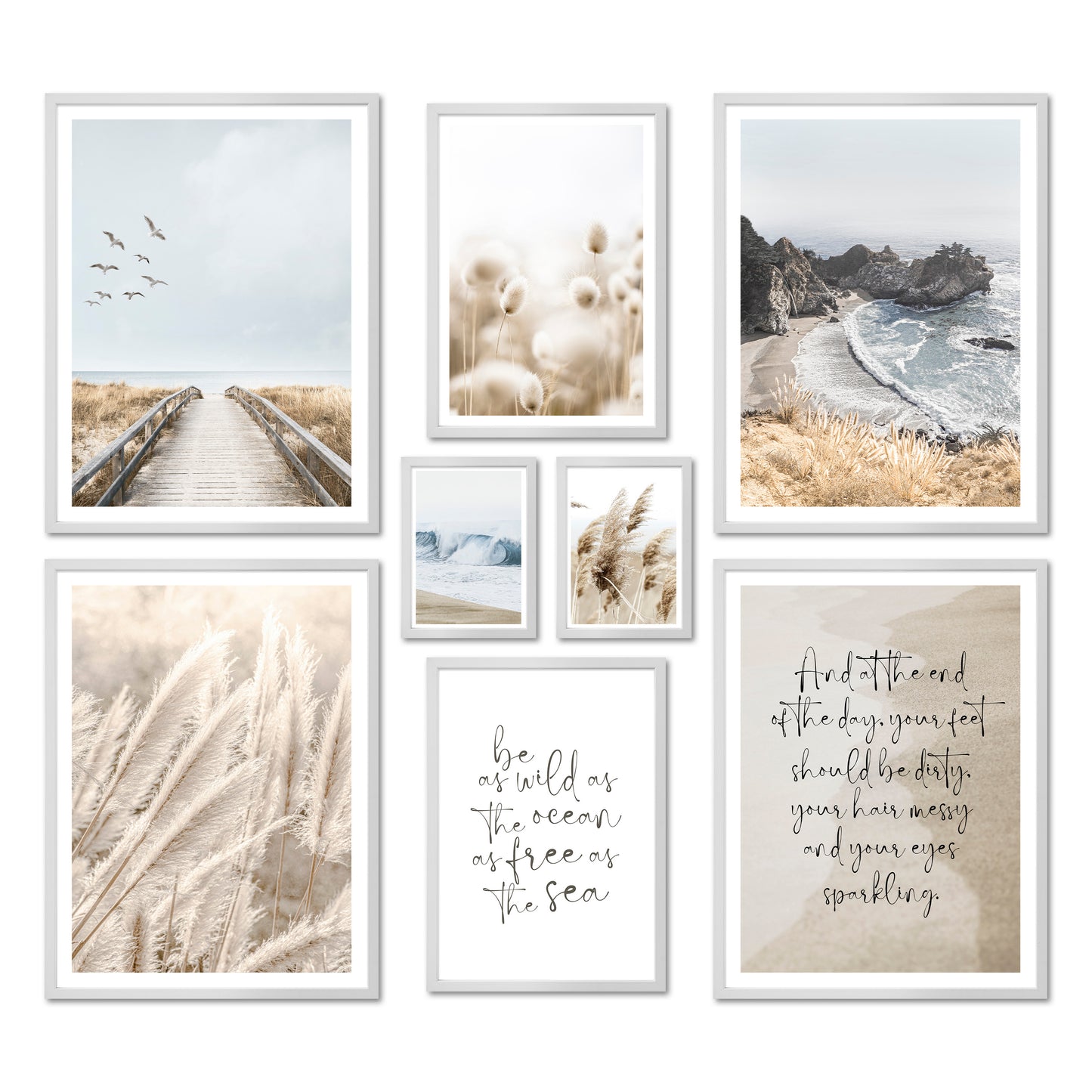 Poster Set - BEIGE SEA PAMPAS I Maritime Deko Wandbilder