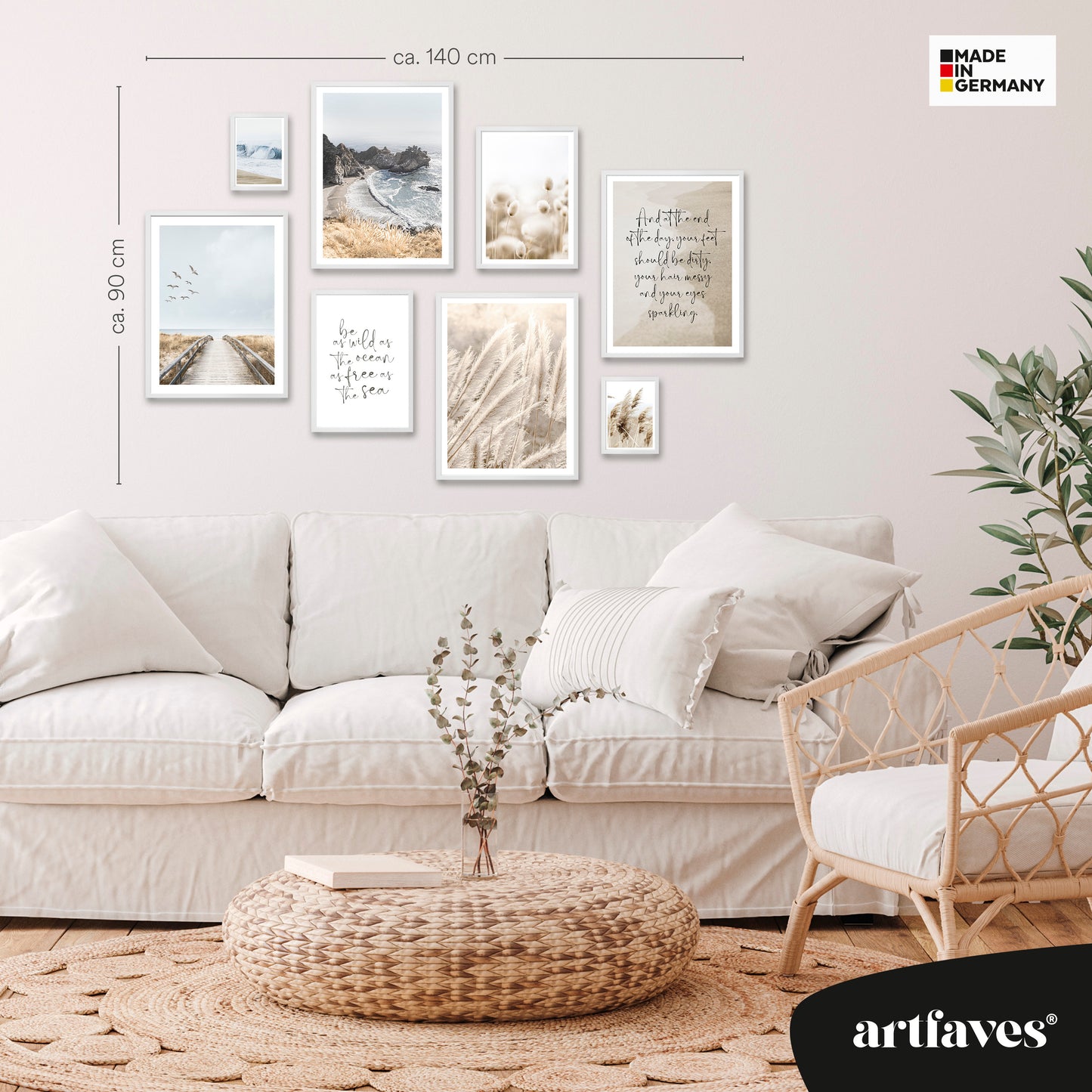 Poster Set - BEIGE SEA PAMPAS I Maritime Deko Wandbilder