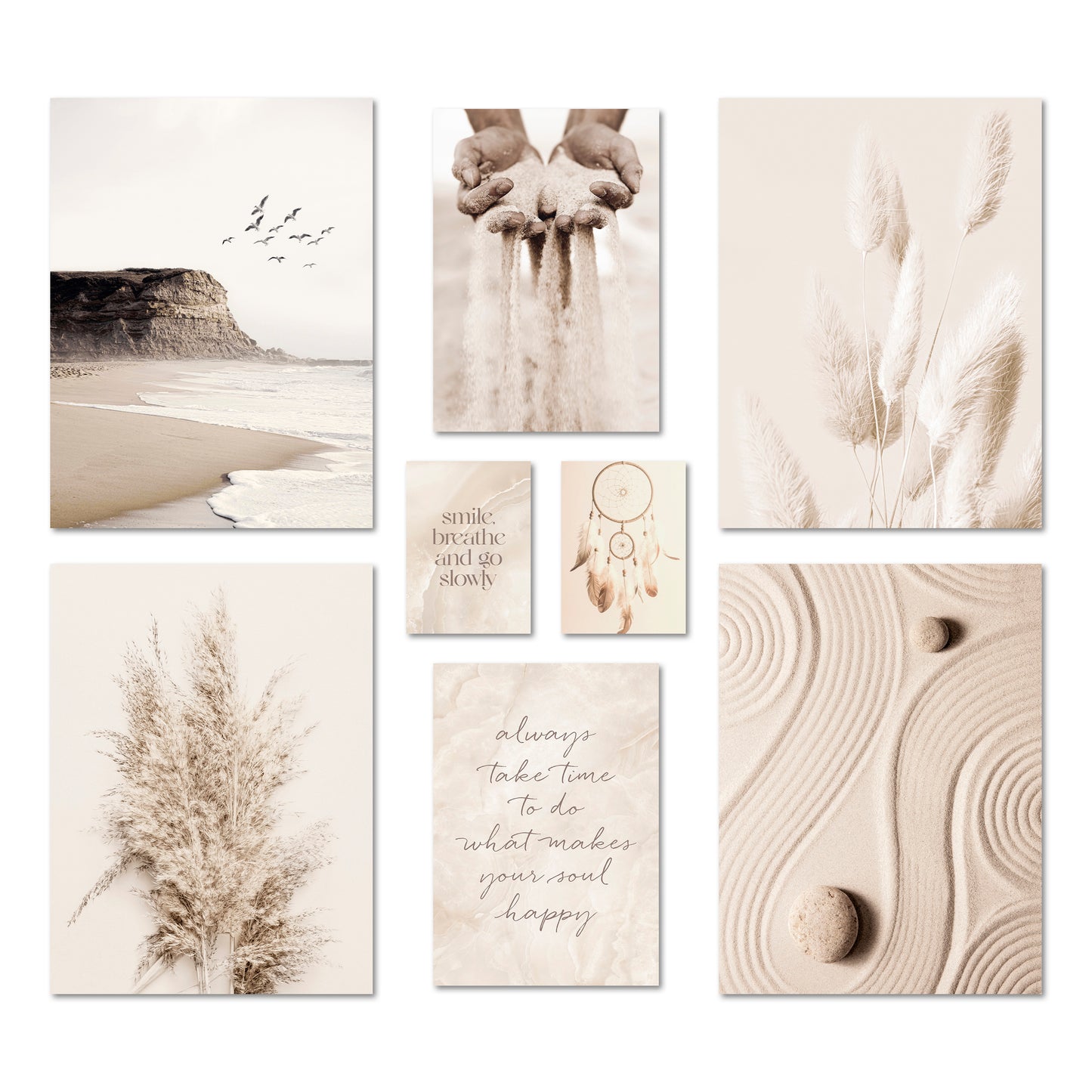 Poster Set - BEIGE DREAMS I Boho Deko Wandbilder Pampasgras