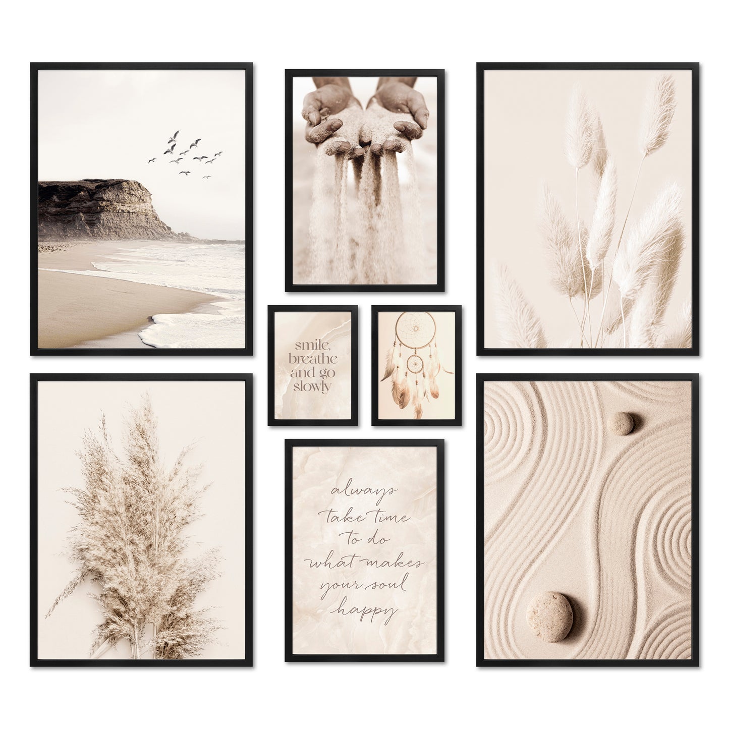 Poster Set - BEIGE DREAMS I Boho Deko Wandbilder Pampasgras