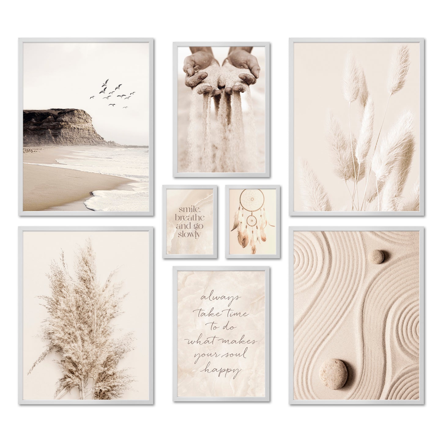 Poster Set - BEIGE DREAMS I Boho Deko Wandbilder Pampasgras