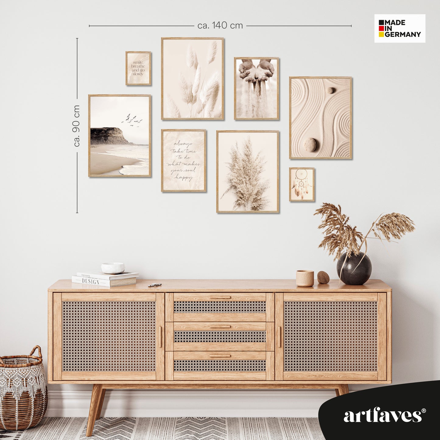 Poster Set - BEIGE DREAMS I Boho Deko Wandbilder Pampasgras