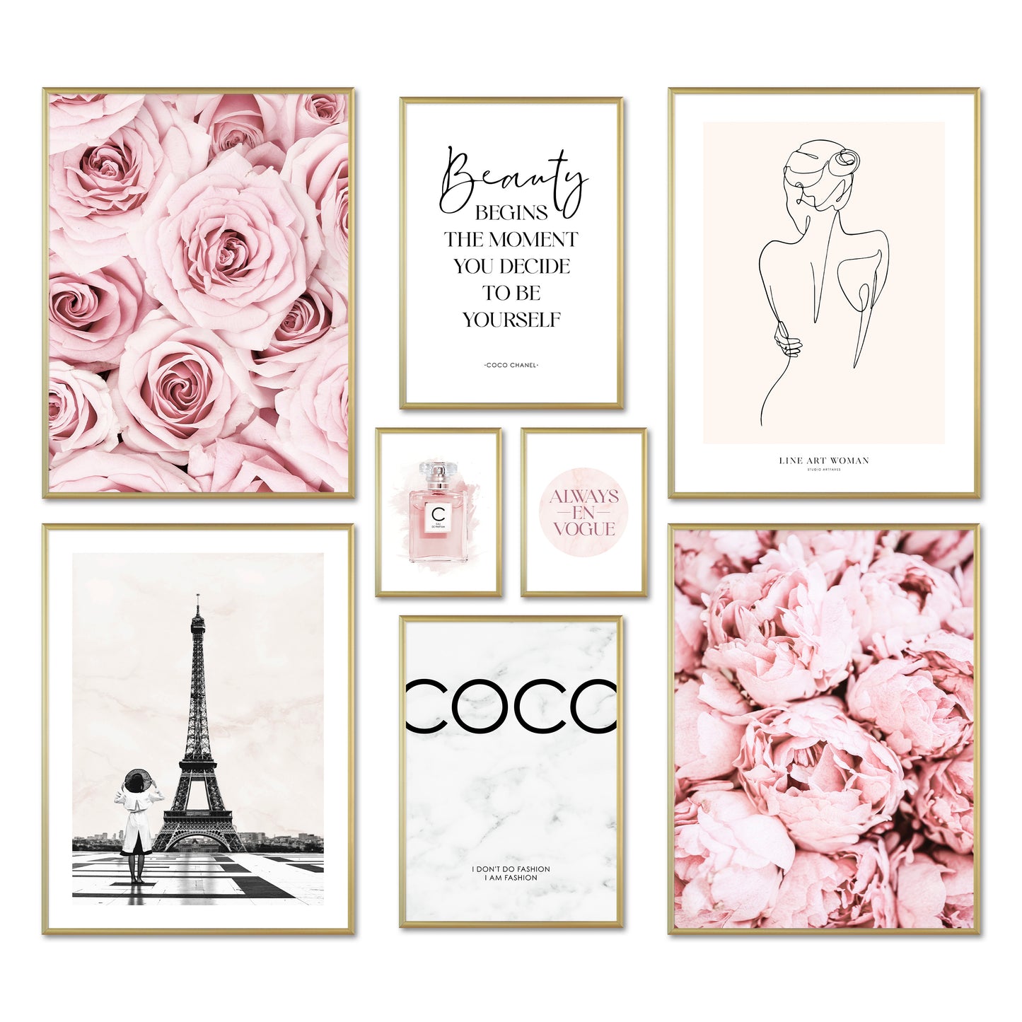 Poster Set - COCO ROSE I Paris Fashion Wall Art Pink