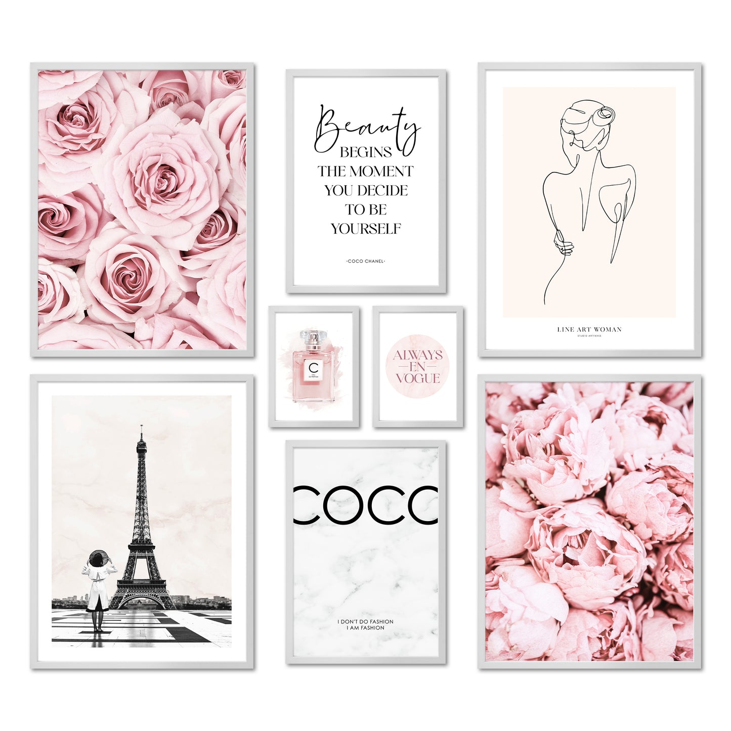 Poster Set - COCO ROSE I Paris Fashion Wall Art Pink