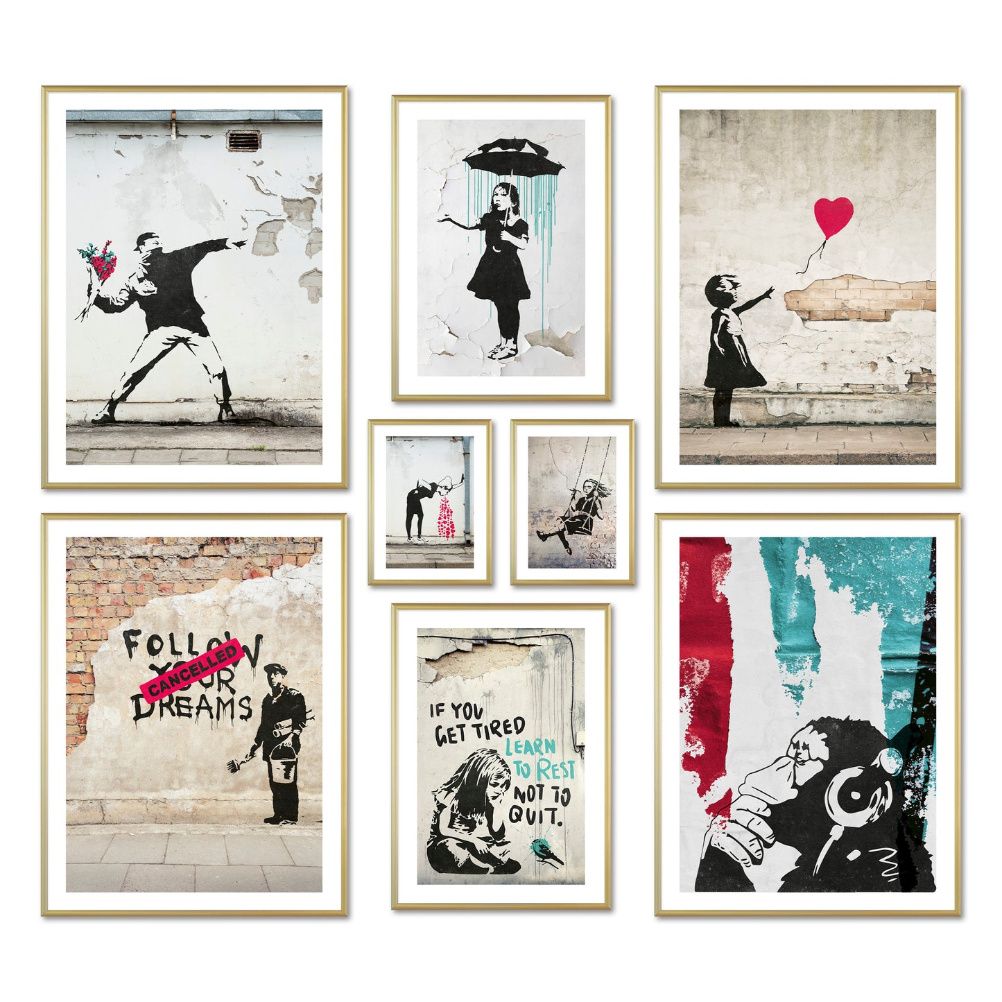 Poster Set - BANKSY STREET ART I Decorative Wall Art Urban Graffiti