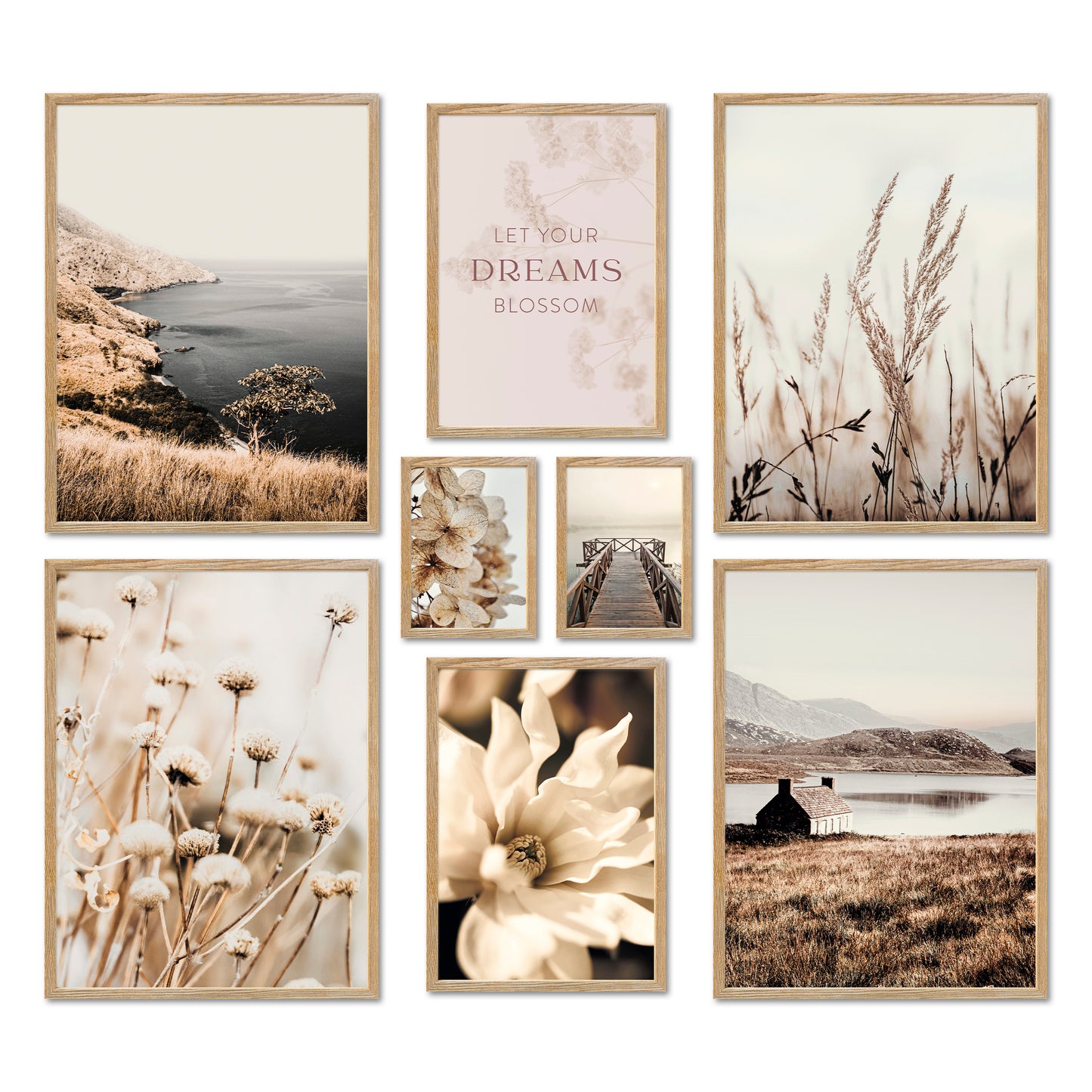 Poster Set - BEIGE VINTAGE NATURE - Deko Wandbilder beige, boho, landschaft, meer, natur, vintage