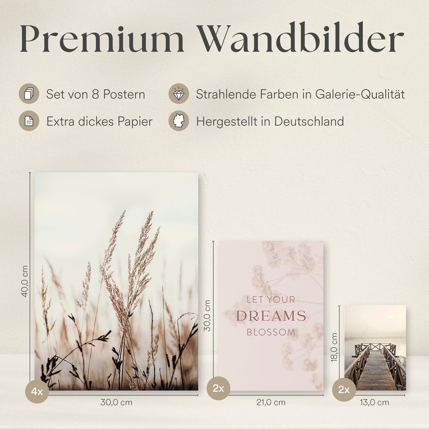 ARTFAVES® Poster Set - BEIGE VINTAGE NATURE