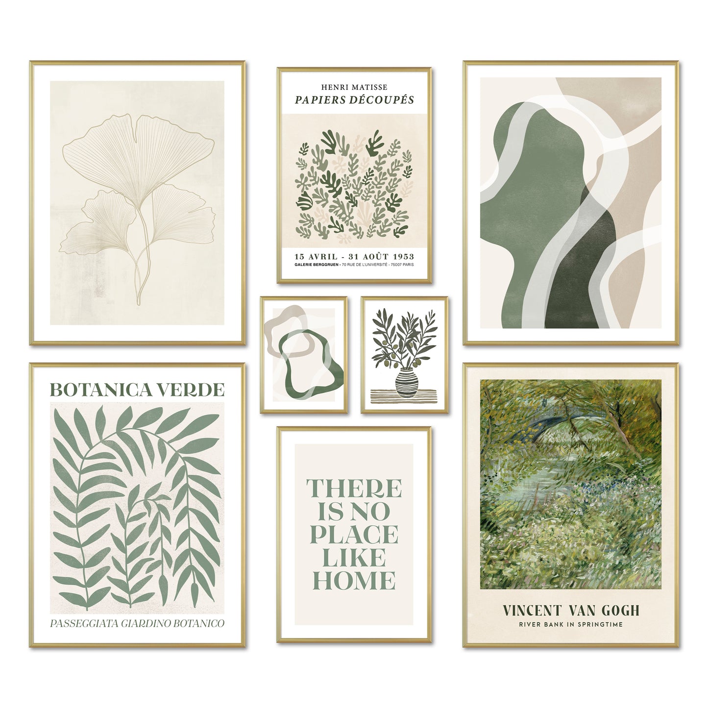 Poster Set - Botanica Verde - Deko Wandbilder natur, beige, grün, grün-beige, abstrakt, pflanzen, botanik, van gogh