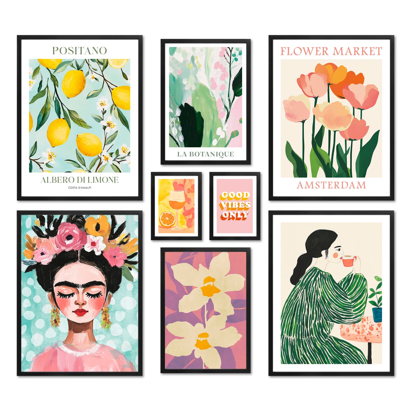 Poster Set - Abstract Art Galerie - Deko Wandbilder abstrakt, pastell, sommer, frühling, kunst, frida kahlo, blumen