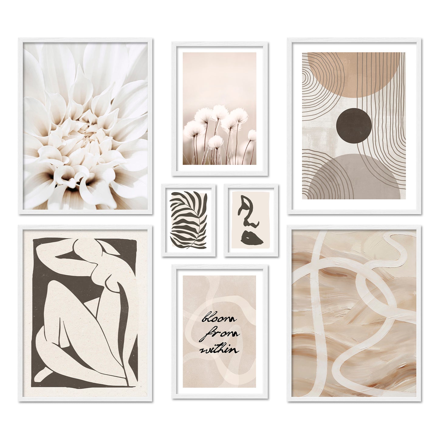 Poster Set - ABSTRACT BLACK ART I abstract decorative wall pictures beige black