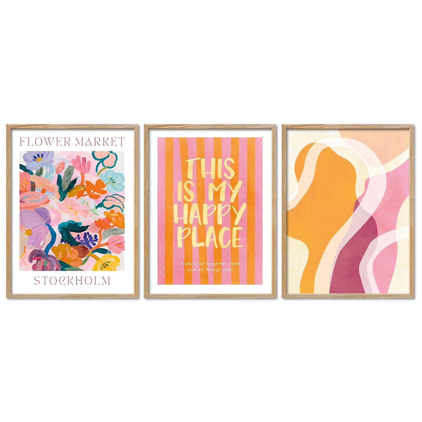 Poster Set Abstract Dopamine Art Trio I mehrteilige Bilderwand I Wandbilder Abstrakte-Kunst