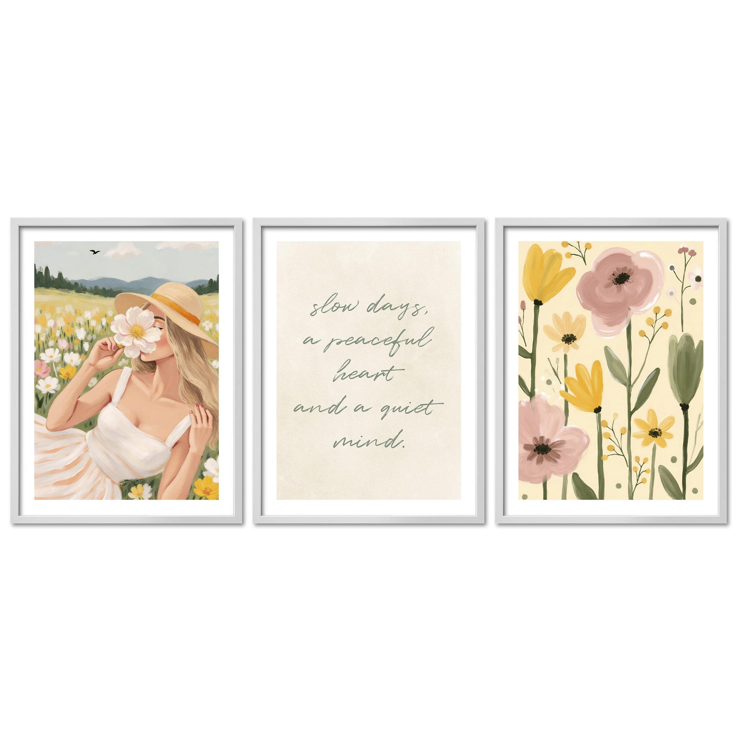 Poster Set Abstract Green Art Trio I mehrteilige Bilderwand I Wandbilder Abstrakte-Kunst