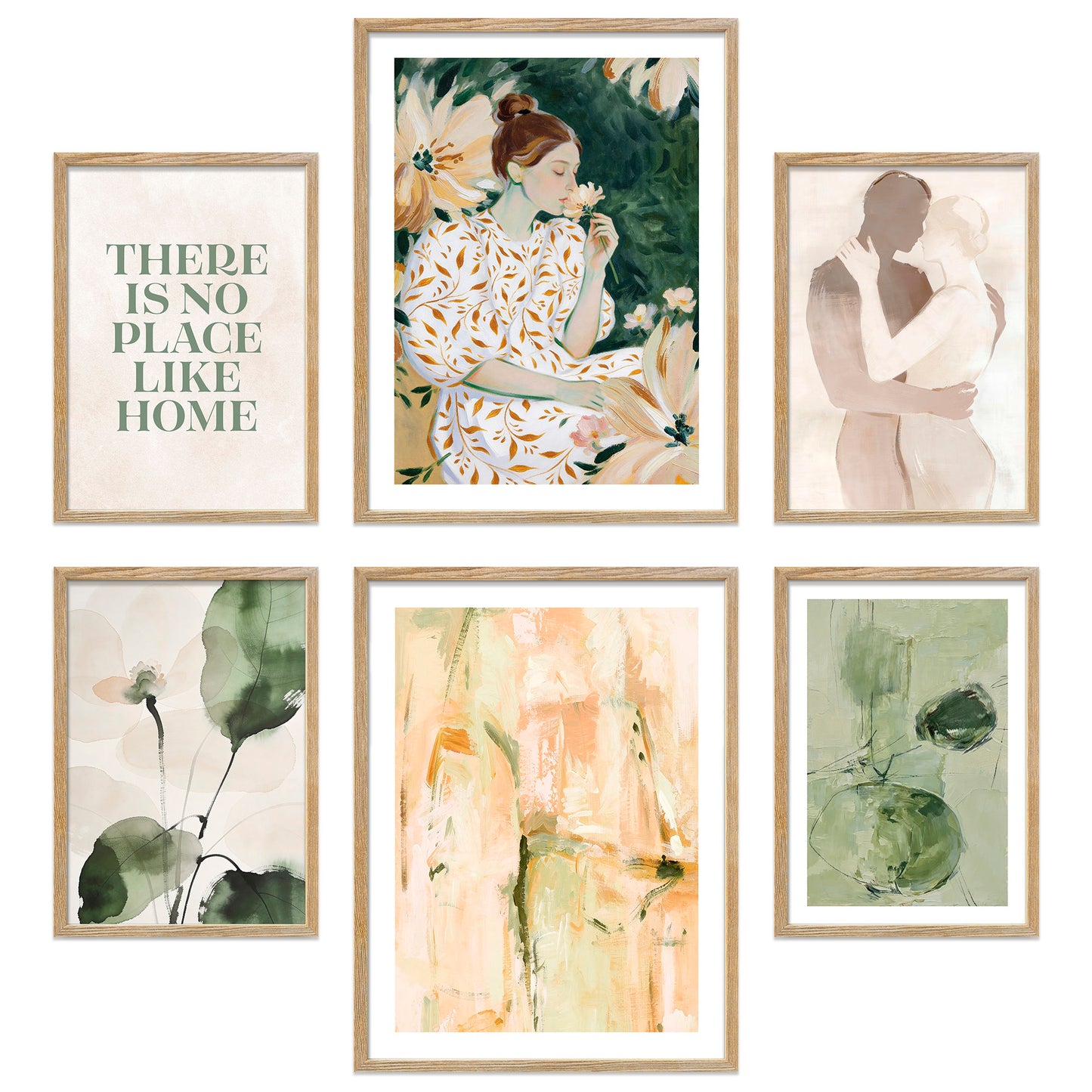 Poster Set Abstract Green Elegance I mehrteilige Bilderwand I Wandbilder Abstrakte-Kunst