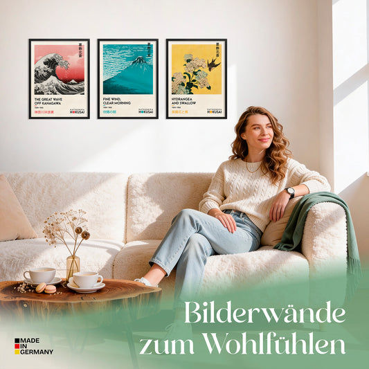Poster Set Art Galerie Hokusai Bilderwand Wandbilder Kanagawa ARTFAVES