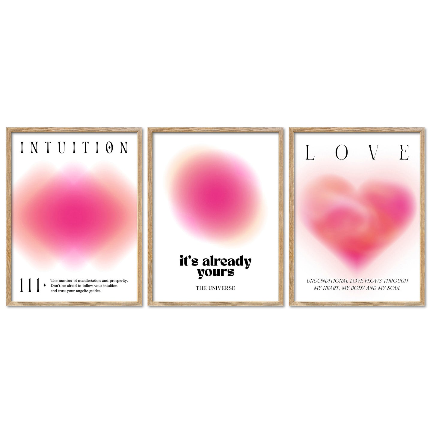 Poster Set Aura Trio Magenta I mehrteilige Bilderwand I Wandbilder Spirituell