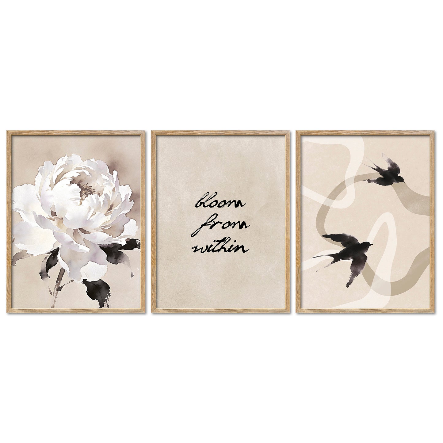 Poster Set Beige Black Elegance Trio I mehrteilige Bilderwand I Wandbilder Abstrakte-Kunst