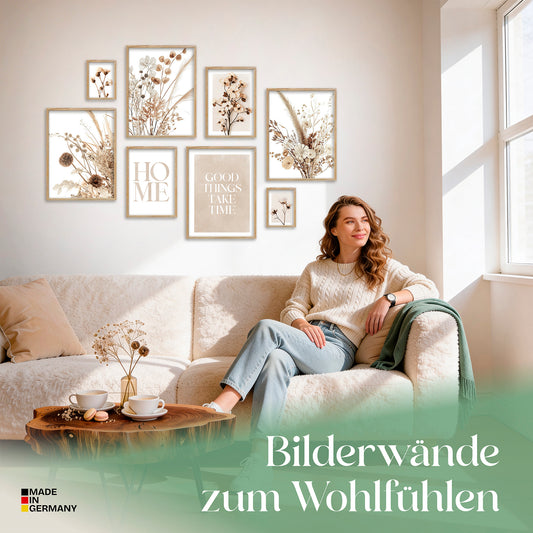 Poster Set Beige Dried Flowers Bilderwand Wandbilder Trockenblumen ARTFAVES