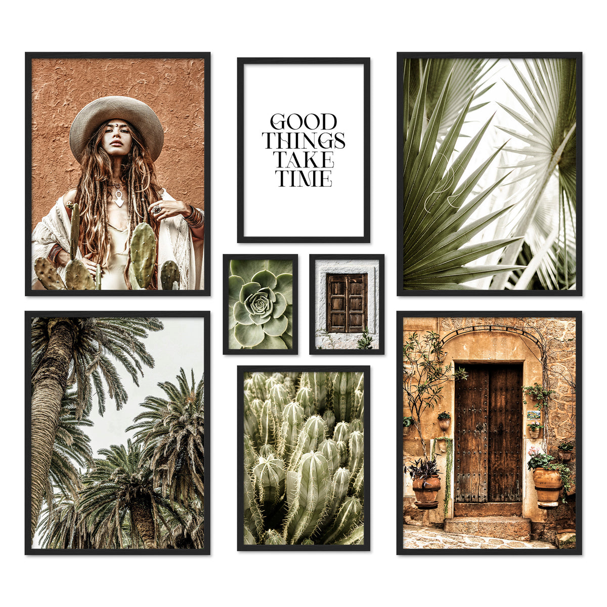 Poster Set - BOTANICAL DREAMS - Mediterranean Wall Art Cactus Palm