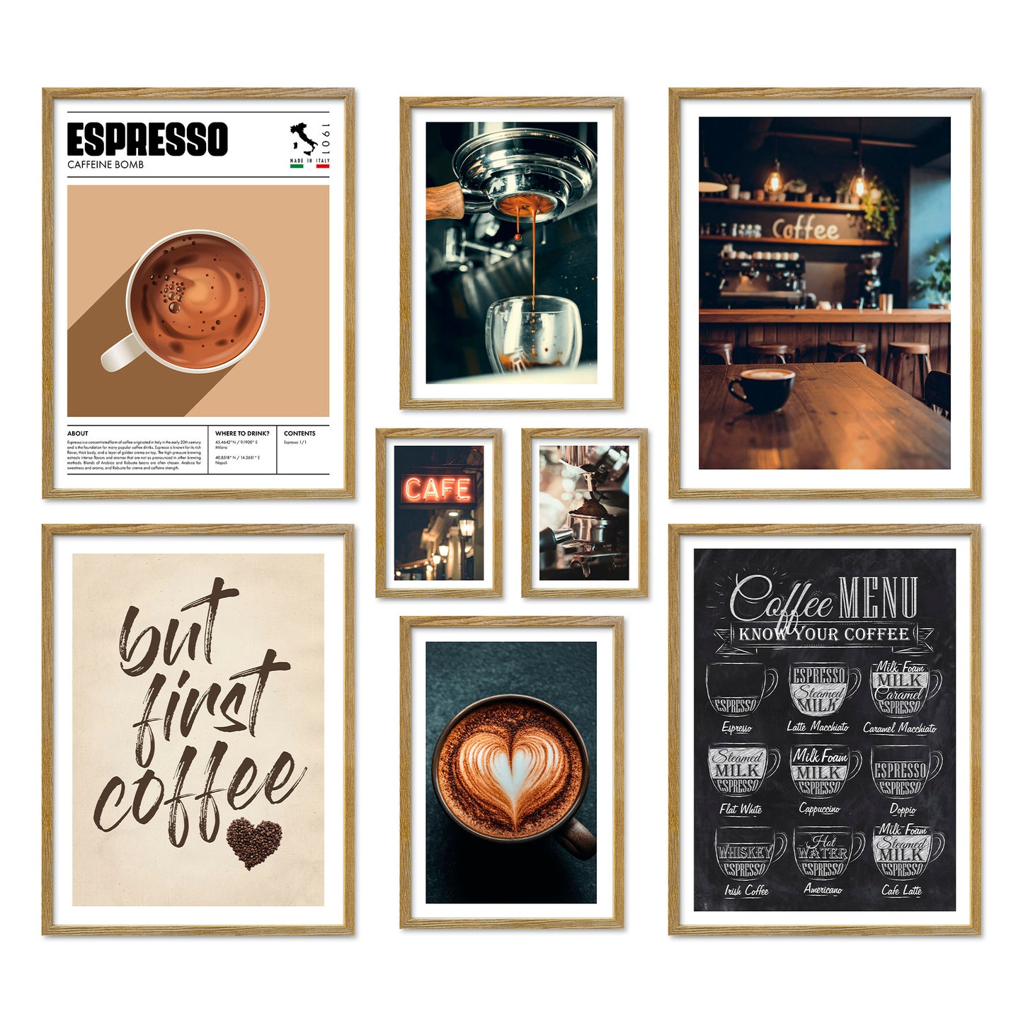 Poster Set Coffee Love I mehrteilige Bilderwand I Wandbilder Kaffee