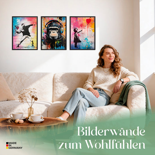 Poster Set Colorful Banksy Bilderwand Wandbilder Street-Art ARTFAVES