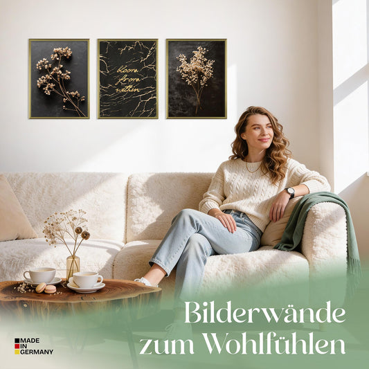 Poster Set Dark Flowers 1 Bilderwand Wandbilder Trockeblumen ARTFAVES