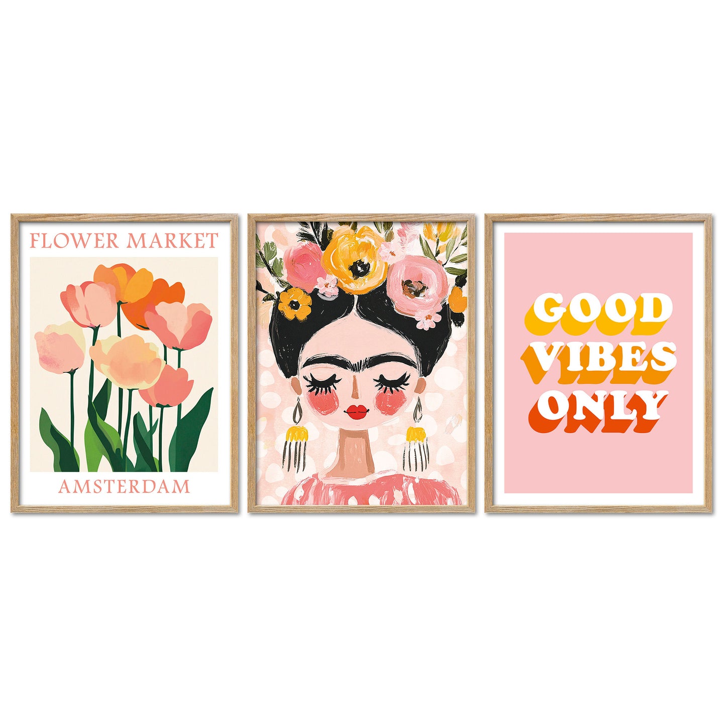 Poster Set Dopamine Trio 1 I mehrteilige Bilderwand I Wandbilder Frida-Kahlo