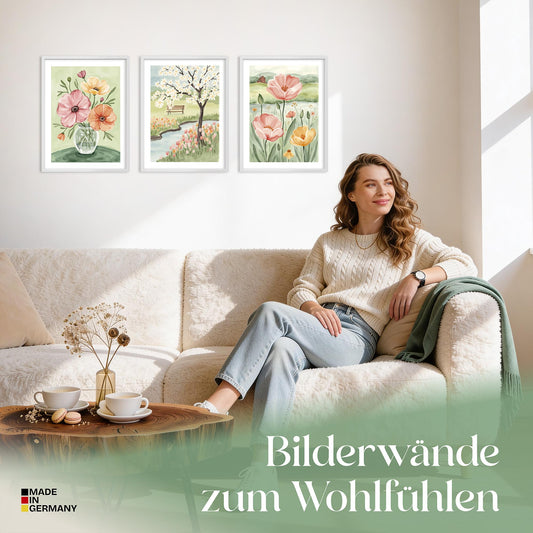 Poster Set Flower Time Trio Bilderwand Wandbilder Blumen ARTFAVES