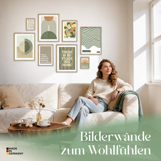 Poster Set Green Mid Century Bilderwand Wandbilder Grün ARTFAVES