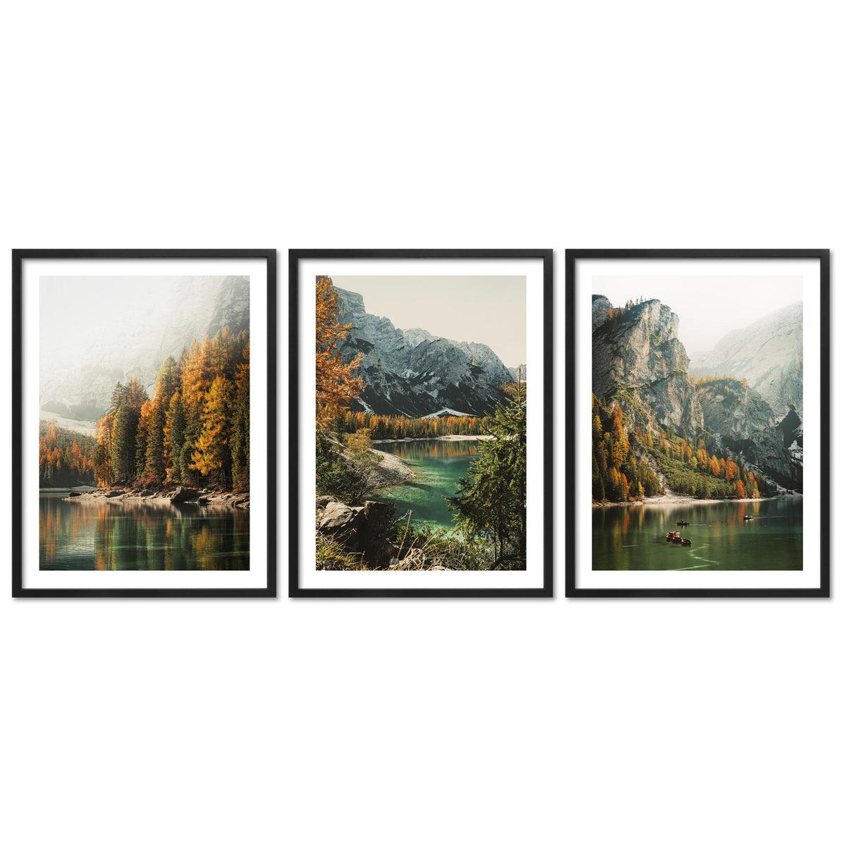 Poster Set Pragser Wildsee Herbst I mehrteilige Bilderwand I Wandbilder Tirol