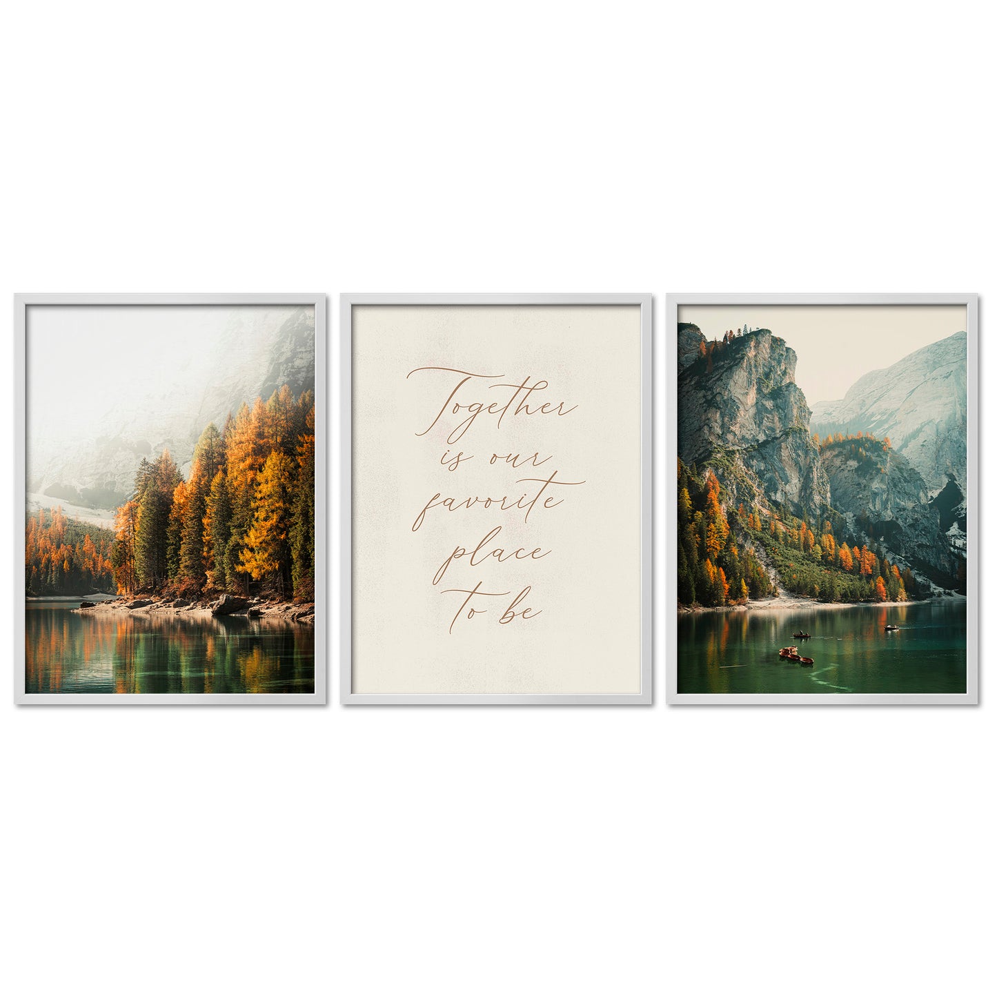 Poster Set Pragser Wildsee Herbst I mehrteilige Bilderwand I Wandbilder Tirol