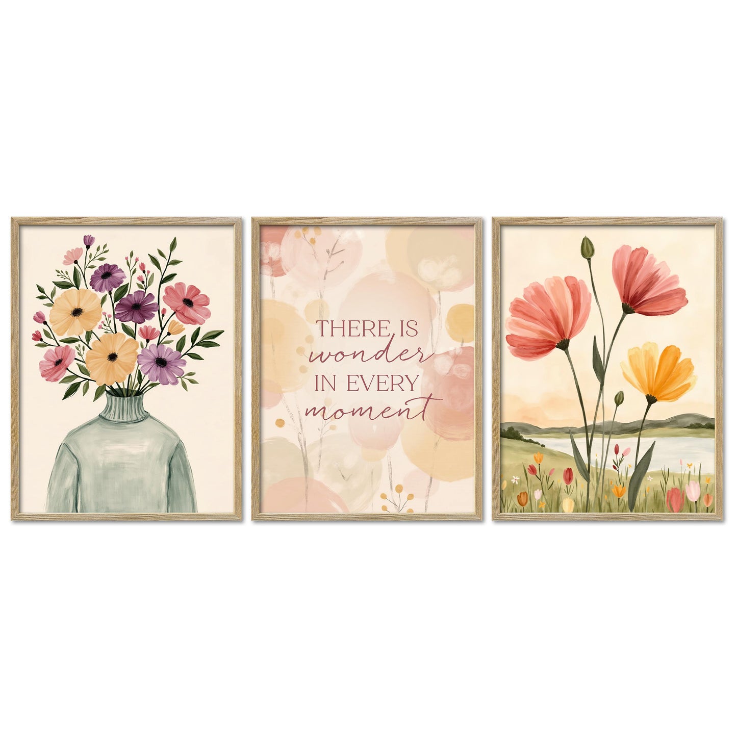Poster Set Spring Trio 1 I mehrteilige Bilderwand I Wandbilder Fruehling