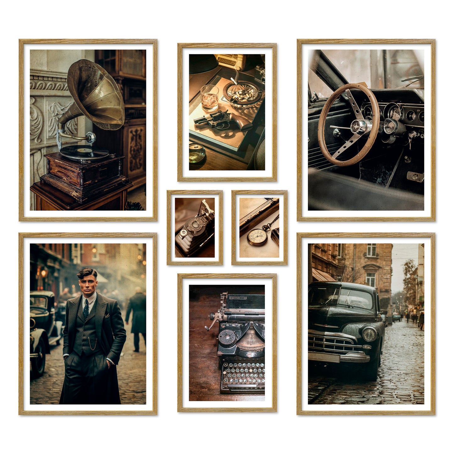 Poster Set Vintage London I mehrteilige Bilderwand I Wandbilder Gangster