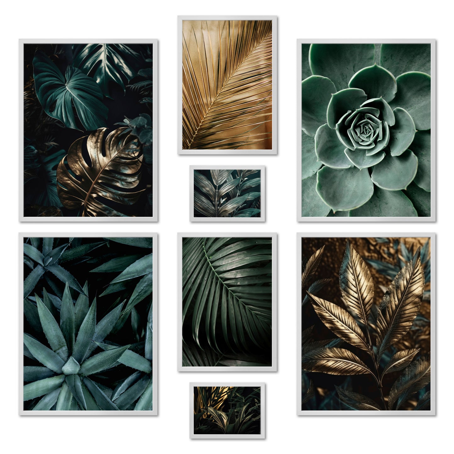 Poster Set - GOLD PLANT HARMONY I Gold-Grüne Pflanzen Wandbilder