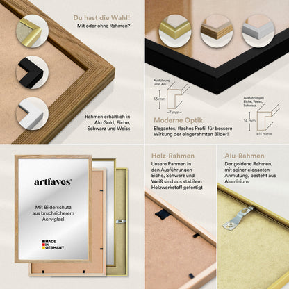 Poster Set - BEIGE WILDERNESS I Natur Wandbilder Löwe Mondphasen