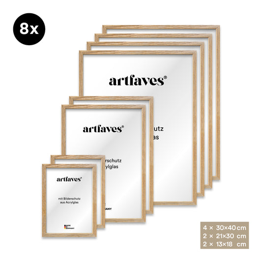Bilderrahmen Set - 8-teilig - Eiche-Optik
