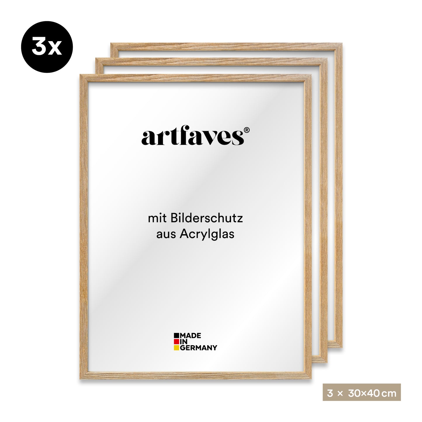 Bilderrahmen Set - 3-teilig - Eiche-Optik