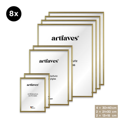 Bilderrahmen Set - 8-teilig - Gold