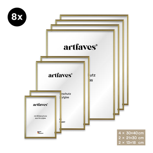 Bilderrahmen Set - 8-teilig - Gold