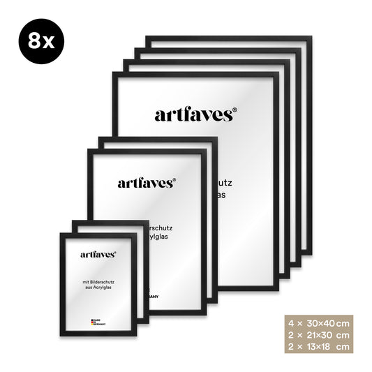 Bilderrahmen Set - 8-teilig - Schwarz